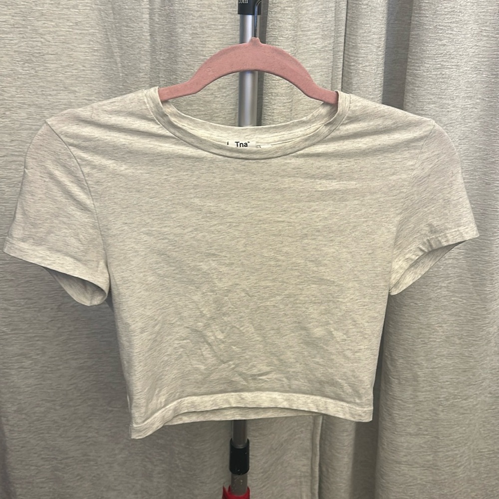Light Gray TNA crop top t-shirt nwot aritzia workout top great everyday top